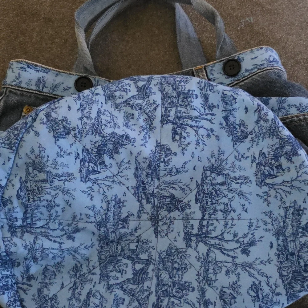 Upcycled Molly Made It Toile Jeans Storage Basket